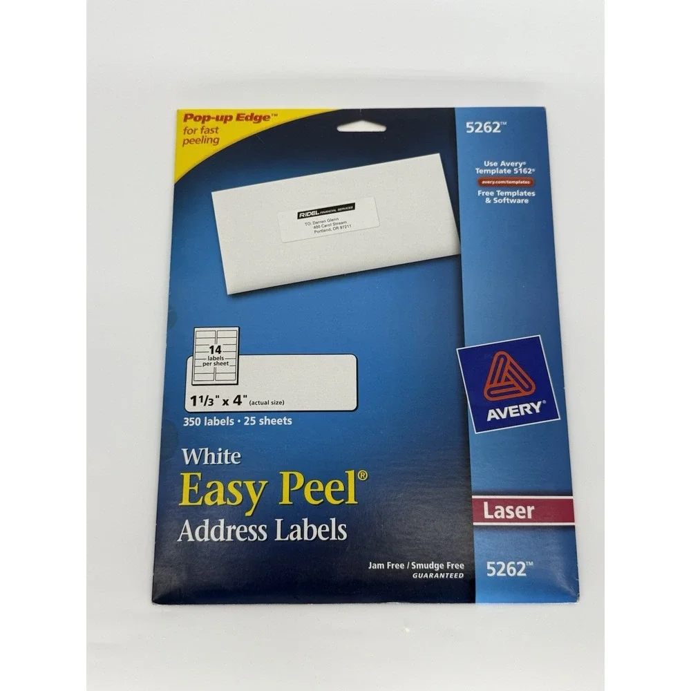 Avery Easy Peel‎ Lot Of 5 Mailing Address Labels Laser 5262-8660-18163-8162 New